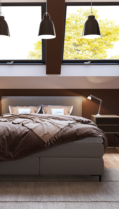Sembella Boxspringbett Madonna Leatherlook Taupe 
